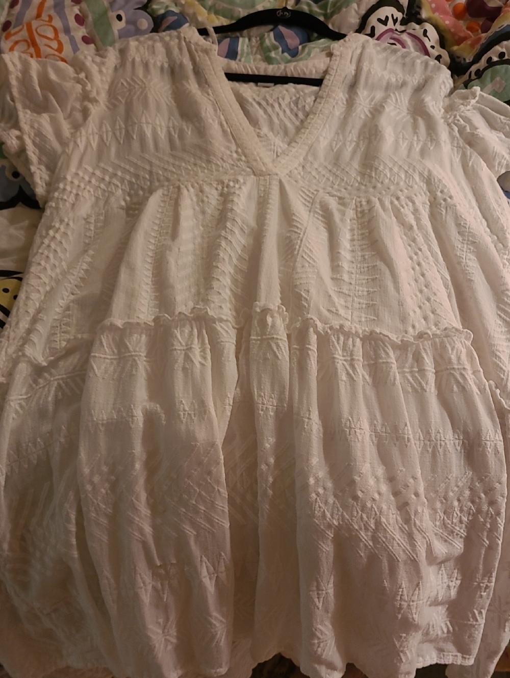 Sundance White Textured V-Neck Dress